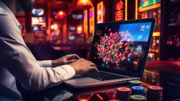 Pengguna mengakses kalender event olahraga dan kasino melalui perangkat mobile di area perkotaan Indonesia