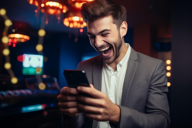 Ilustrasi pemain yang bermain kasino secara bertanggung jawab dengan fitur kontrol waktu dan pengeluaran